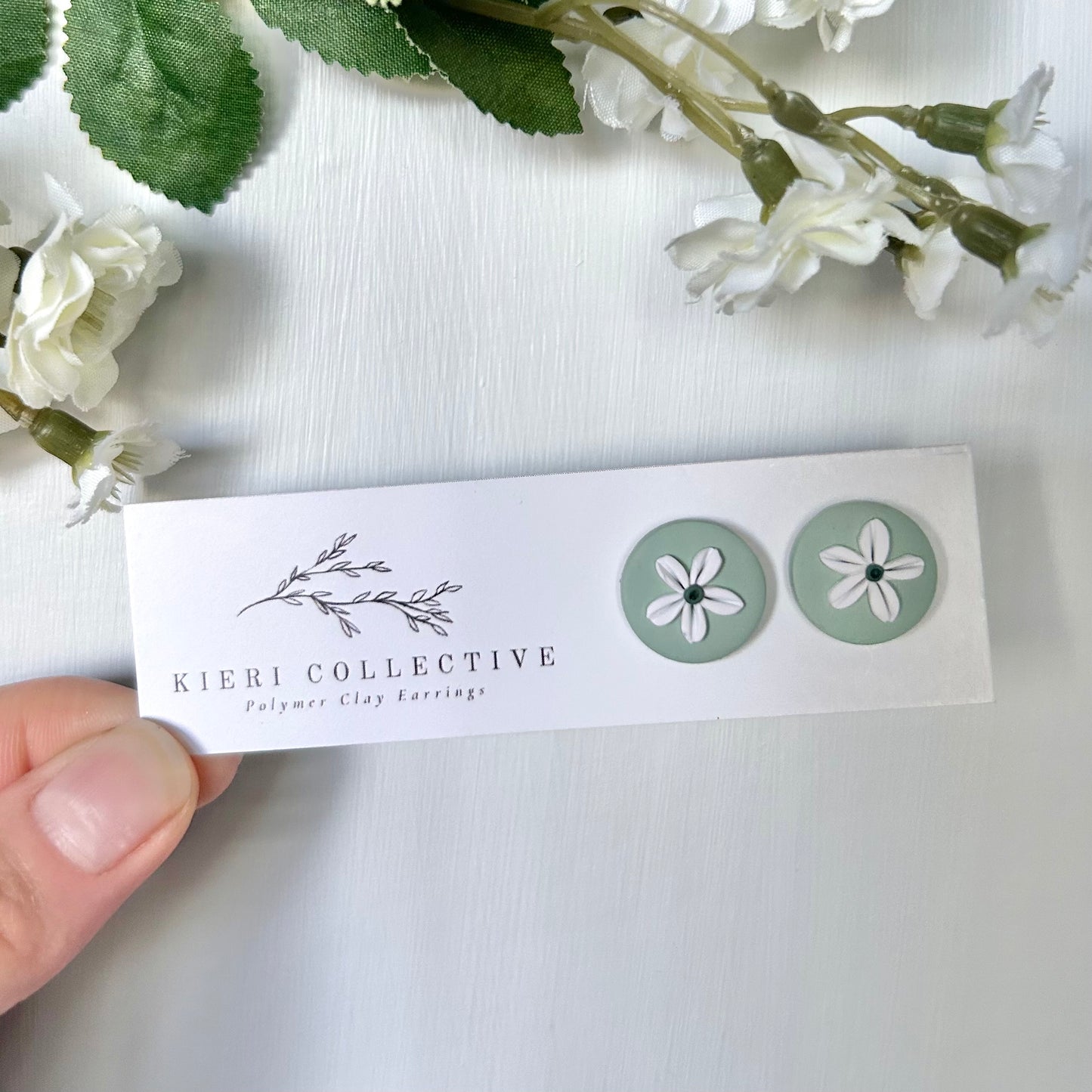 Stud - Sage Large Flower