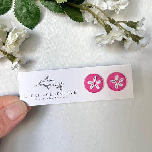 Stud - Hot Pink Large Flower