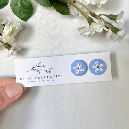 Stud - Blue Large Flower