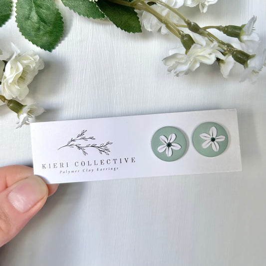 Stud - Sage Large Flower