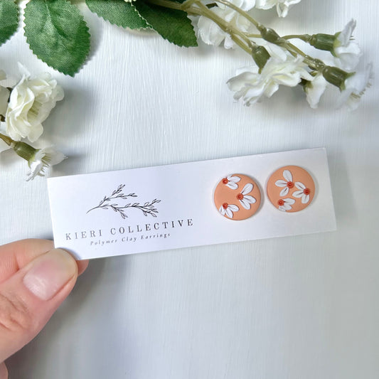 Stud - Orange Small Flower