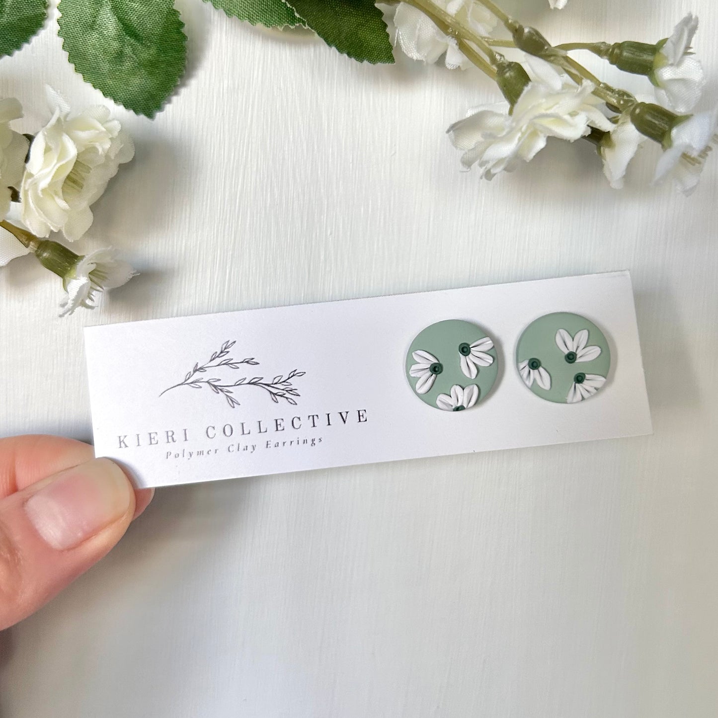 Stud - Sage Small Flower