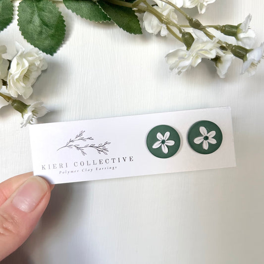 Stud - Olive Large Flower